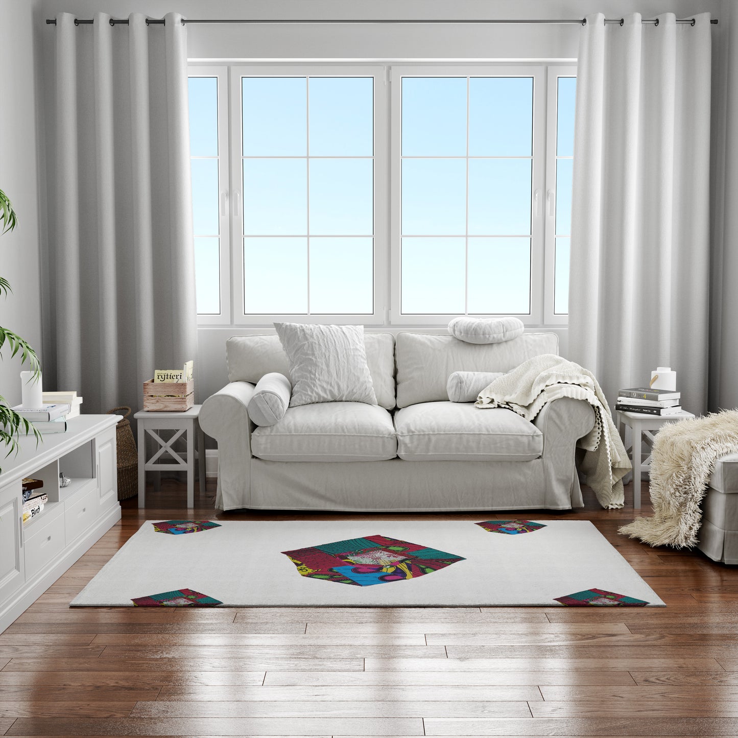 Teevaneinteriors Hallway Rug, African Print Rug, Living Room Rug, Home Rug