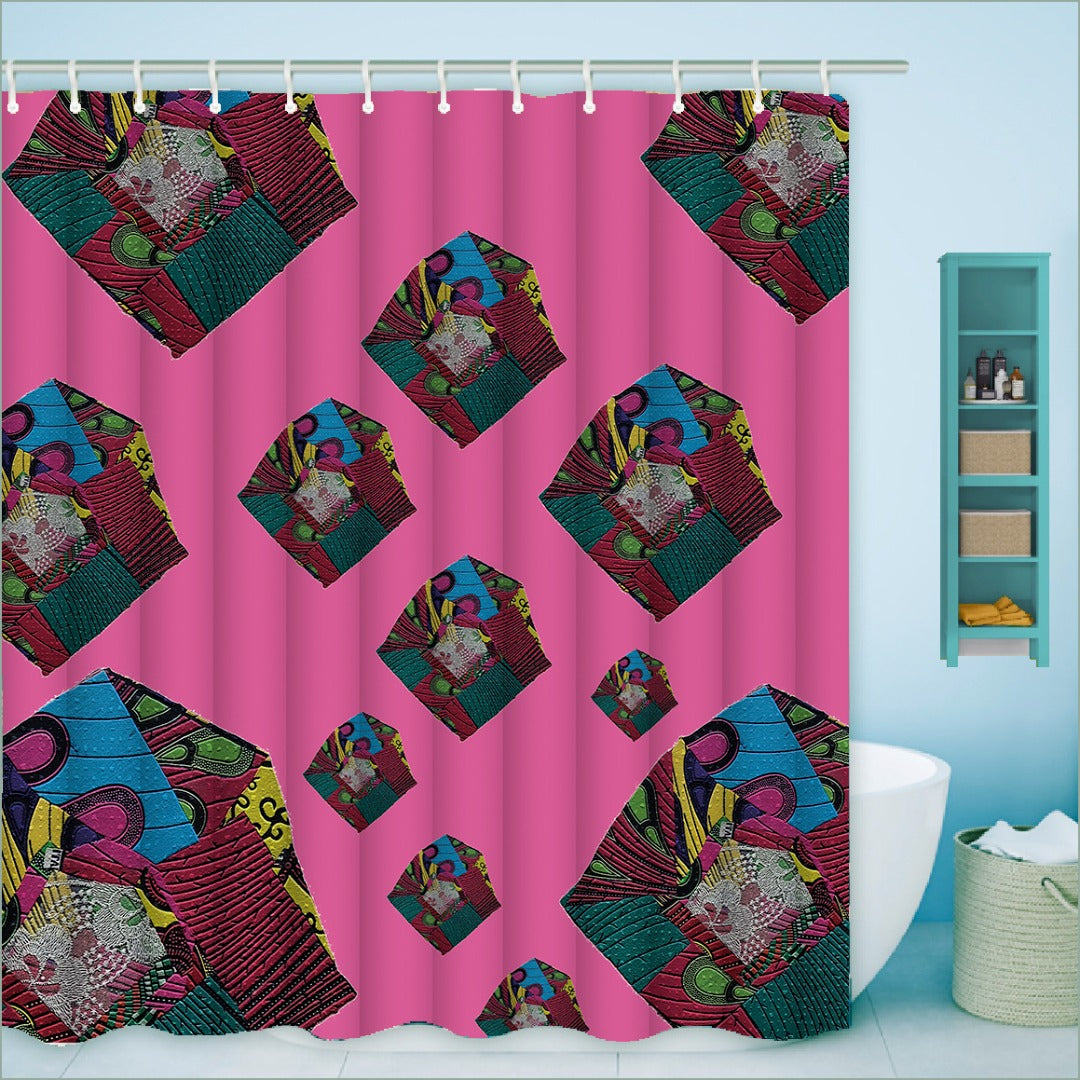 Turn Twist African Print PNK Shower Curtains