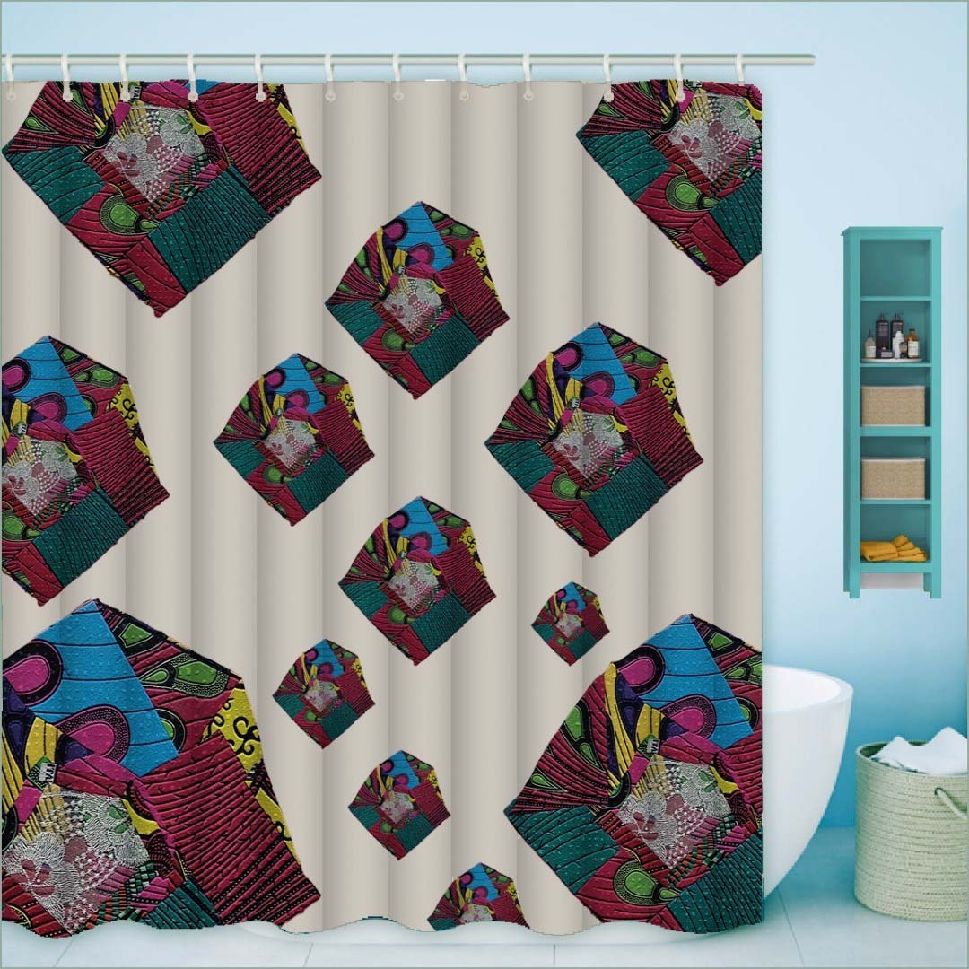 Turn Twist African Print Grey Shower Curtains